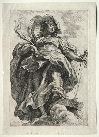 Santa Catalina en las nubes de Paulus Moreelse