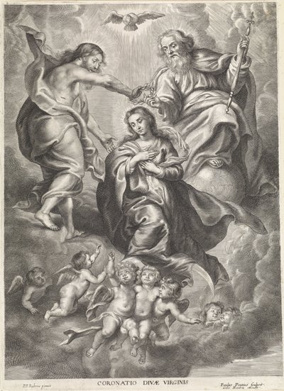 Kroning van María Coronación de la Divina Virgen (título sobre objeto) de Paulus Pontius