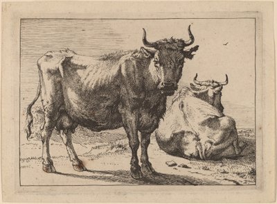 Una vaca de pie y otra acostada de Paulus Potter