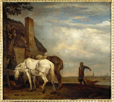 Dos caballos frente a una cabaña de campesinos de Paulus Potter