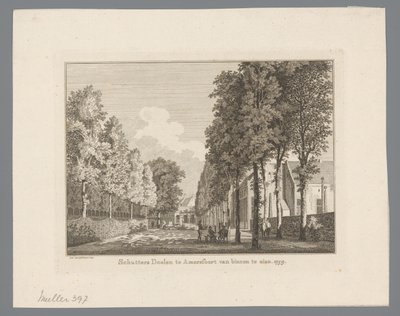 Vista del Doelen en Amersfoort Shooters Doelen en Amersfoort para ser visto desde el interior. 1759 (título sobre objeto) de Paulus van Liender