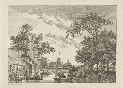 Paisaje con un segador en un puente de Paulus van Liender