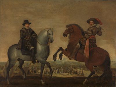 Los príncipes Maurits y Frederik Hendrik a caballo de Pauwels van Hillegaert (workshop of)