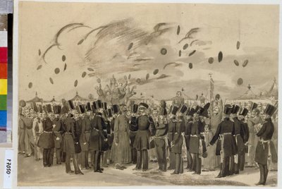 El Gran Duque Michael Pavlovich (1798-1849) visita el Campamento del Regimiento de la Guardia Imperial de Finlandia (o Regimiento de la Guardia de Finliandski), el 8 de julio de 1837. (El Gran Duque Mikhail Pavlovich visitando el Campamento del Regimiento  de Pavel Andreevich Fedotov
