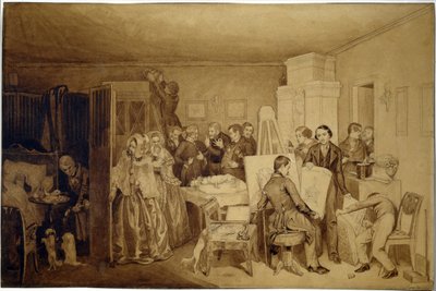 Las consecuencias de la muerte de Fidelka - Obra de Pavel Andreyevich Fedotov (1815-1852), tinta china y sepia sobre papel de Pavel Andreevich Fedotov