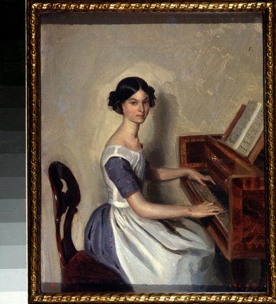 ""Retrato de Nadezhda Zhdanovich en el clavecín"" Pintura de Pavel Andreevich Fedotov (1815-1852) 1849-1850 Museo Estatal Ruso San Petersburgo de Pavel Andreevich Fedotov