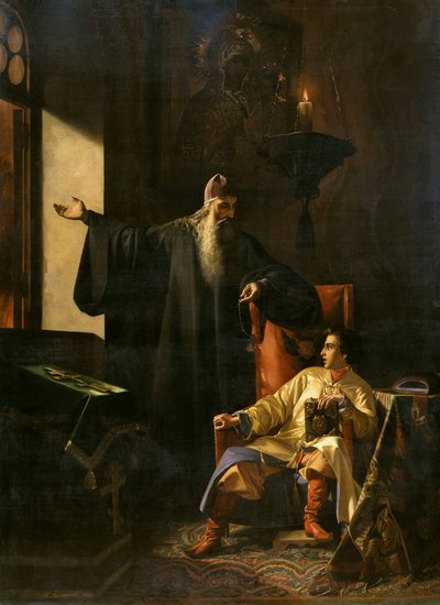Iván el Terrible y el sacerdote Silvestre durante el Incendio de Moscú en 1547, 1856 de Pavel Fyodorovich Pleshanov