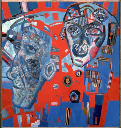 ""Dos cabezas"" Pintura de Pavel Nikolayevich Filonov (1883-1941) 1925 Museo Estatal Ruso San Petersburgo de Pawel Nikolajewitsch Filonow