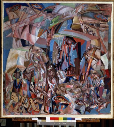 ""El barco de pesca"" (Un barco de pesca) Pintura de Pavel Nikolayevich Filonov (1883-1941) 1913-1914 Museo Estatal Ruso, San Petersburgo de Pawel Nikolajewitsch Filonow