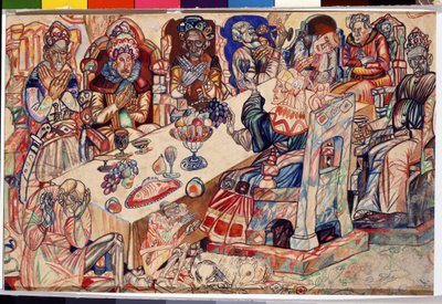 ""La Fiesta de los Reyes"" Acuarela y pluma de Pavel Nikolayevich Filonov (1883-1941) alrededor de 1912 Museo Estatal Ruso San Petersburgo de Pawel Nikolajewitsch Filonow