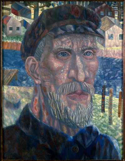 Miembro de un koljos. (Miembro de Kolkhoz). Retrato de un campesino en la URSS, durante el período de la política de colectivización, liderada por el gobierno de Joseph Stalin (Stalin) (Joseph Vissarionovich Djougachvili dit) (1879-1953), de 1928 a 1940. P de Pawel Nikolajewitsch Filonow