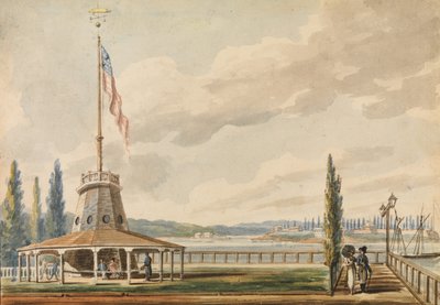 La Primera Vista del Viajero de Nueva York—La Batería y el Mástil de la Bandera, 1811-ca. 1813 de Pavel Petrovic Svin