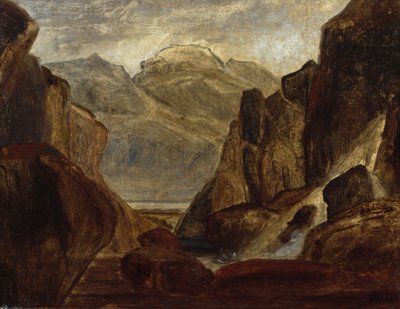 Paisaje de fiordos con cascada (óleo sobre lienzo) de Peder Balke