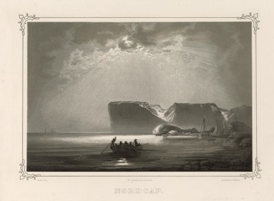 Nordcap. Ilustración del libro Norge fremstillet i Tegninger de Asbjørnsen, P.Chr. y publicado por Chr. Tønsberg (no, 1848) de Peder Balke