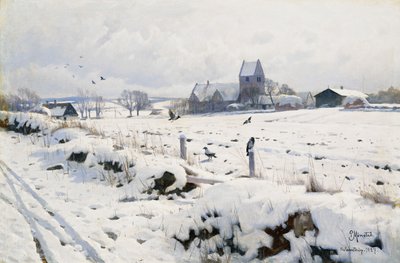 Un paisaje invernal, Holmstrup de Peder Monsted