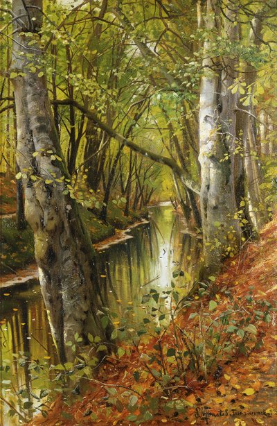 Paisaje fluvial boscoso de Peder Monsted