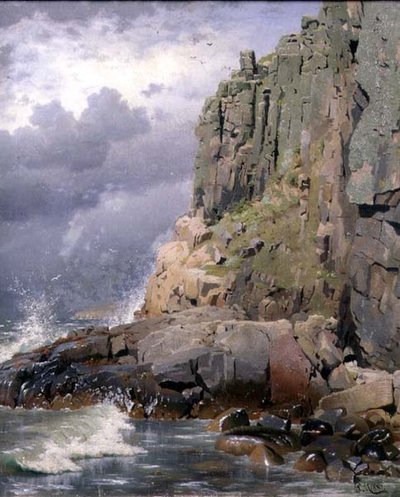 Paisaje costero con acantilados de Peder Monsted