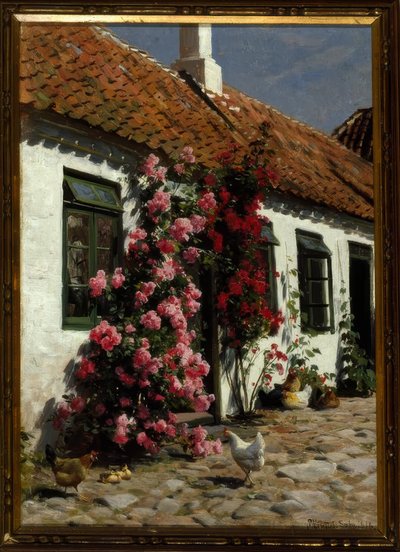 Rosas trepadoras en la granja de Peder Monsted