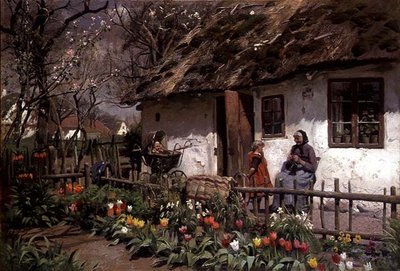 Fuera de la cabaña de Peder Monsted