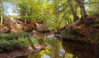 Día soleado en el arroyo del bosque de Peder Monsted