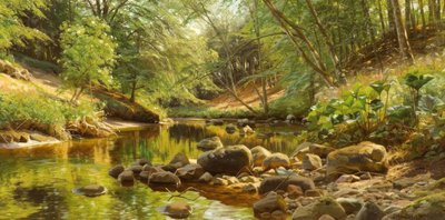 P.Mönsted, Arroyo soleado de Peder Monsted