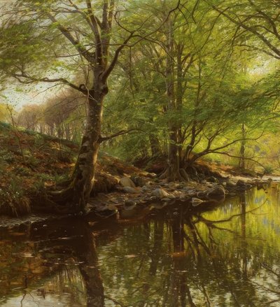 Arroyo en el bosque en primavera de Peder Monsted