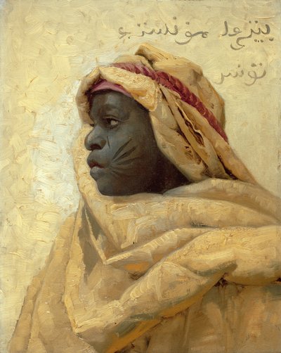 Retrato de un Nubio (óleo sobre panel) de Peder Monsted