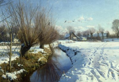 Día soleado de invierno en el arroyo de Peder Monsted