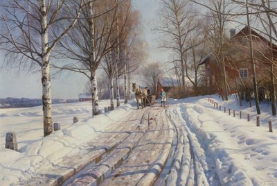 Día de invierno soleado en Vestanvik por Leksand, Dalarna de Peder Monsted