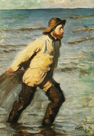 Un pescador recogiendo sus redes, 1883 de Peder Severin Krøyer