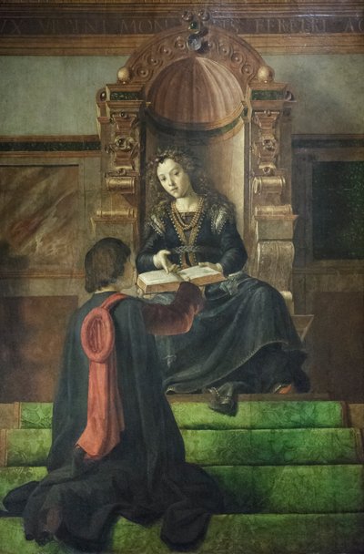 Alegoría de la retórica, c.1477-82 (óleo sobre tabla) de Pedro Berruguete