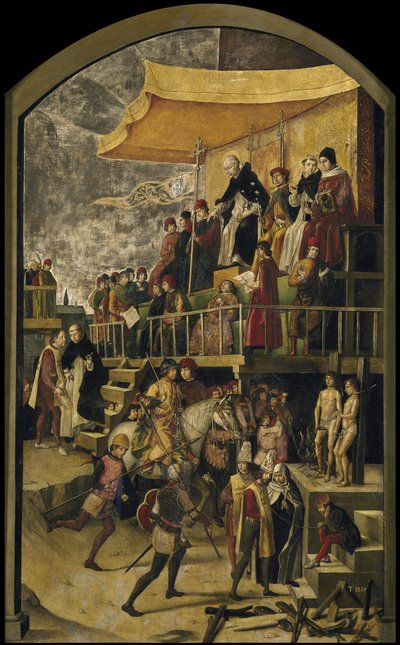 San Domingo preside un Auto de Fe, c. 1495 de Pedro Berruguete