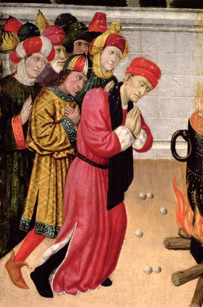 Grupo de fieles conversos, detalle del Retablo de San Quirze y Santa Julita de Pedro García de Benabarre