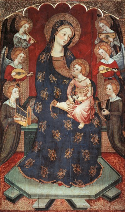 Virgen con el Niño y ángeles tocando música de Pedro Serra