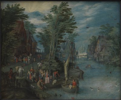 Pueblo en un río de Peeter Gijsels