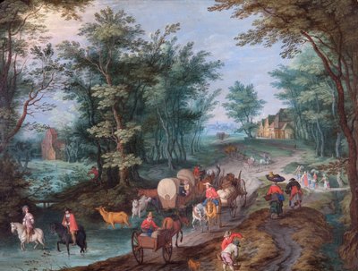 Paisaje con figuras cruzando un arroyo, siglo XVII de Peeter Gysels