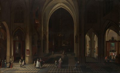 Interior de una iglesia gótica de noche mirando al este de Peeter Neeffs (I)