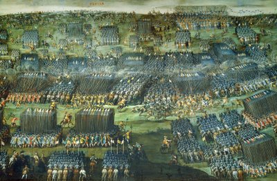 La Batalla de la Montaña Blanca cerca de Praga el 7-8 de noviembre de 1620, pintura de Pieter Snayers (1592-1667) preservada en Santa Maria della Vittoria, Roma. Detalle. Guerra de los Treinta Años, República Checa de Peeter Snayers