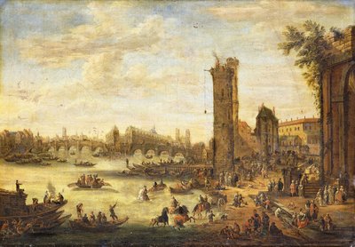 Vista de París hacia la Île de la Cité y el Pont Neuf, 1671-77 de Peeter or Pieter Bout