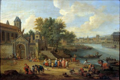 La entrada al arsenal, la isla Louviers y la punta de la isla Saint Louis en París alrededor de 1670 de Peeter or Pieter Bout