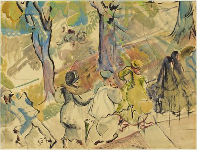 Jarvis Street Sidewalk, c.1936 (acuarela, gouache y óleo sobre papel) de Pegi Nicol Macleod
