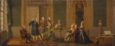 Interior de estilo gustaviano con una fiesta musical de Pehr Hilleström