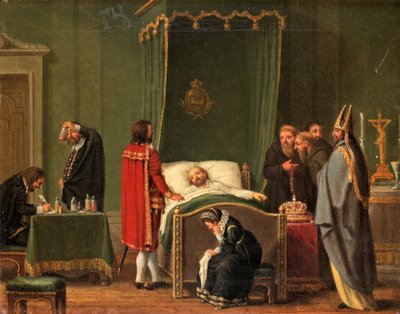 Sten Sture junto al lecho de muerte del Rey Carlos VIII de Suecia de Pehr Hilleström