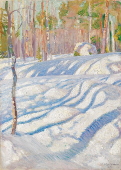 Paisaje invernal iluminado por el sol de Pekka Halonen