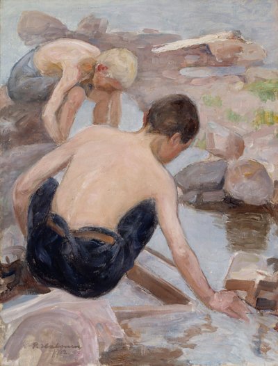 Dos niños en la orilla de Pekka Halonen
