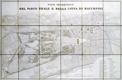 Plano del Parque Real y la ciudad de Racconigi de Pelagio Palagi