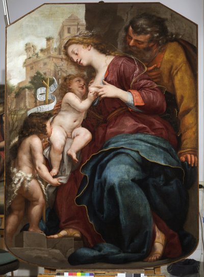La Sagrada Familia con San Juan Bautista (óleo sobre lienzo) de Pellegrino Piola