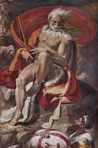 Eolo dando a Ulises la bolsa con todos los vientos, detalle de la Habitación de Polifemo de Pellegrino Tibaldi