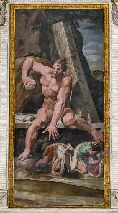 Compañeros de Ulises escapando de Polifemo, detalle de la Habitación de Polifemo de Pellegrino Tibaldi