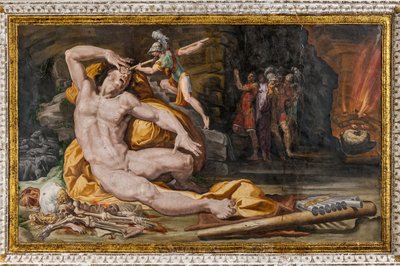 Ulises cegando a Polifemo, detalle de la Habitación de Polifemo de Pellegrino Tibaldi